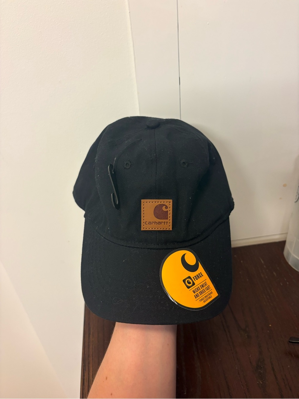 Carhartt Men's Black Canvas Cap with Leather Logo new with tags